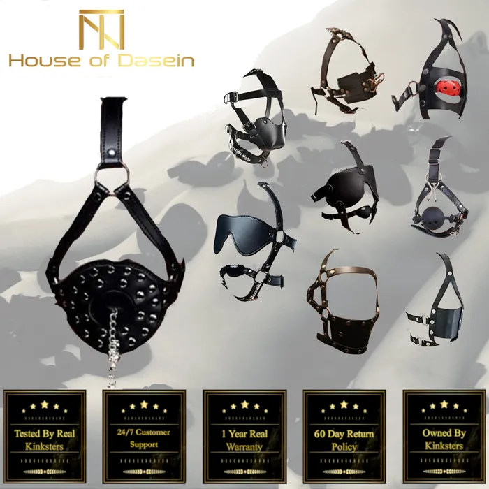 Gags Ball Gag Head Harness Mask Muzzle Blindfold Bondage Kink Bdsm Fetish Restraints House of Dasein Couples