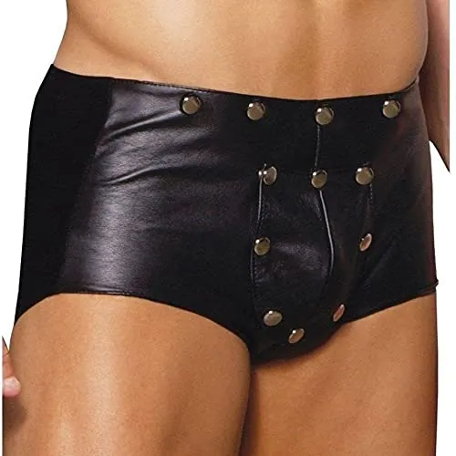 Restraints Elegant Moments Mens Leather Shorts With Breakaway FrontBlackMedium Restraints Elegant Moments Mens Leather Shorts With Breakaway FrontBlackMedium