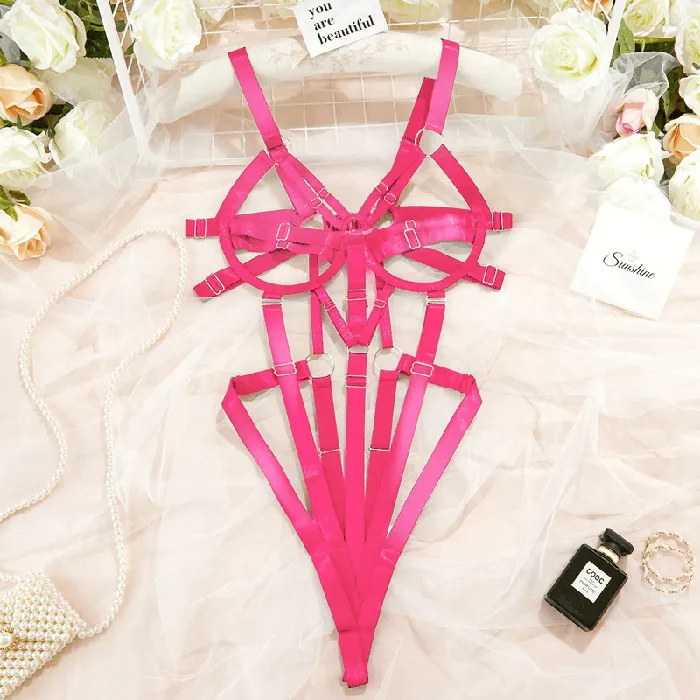 EVEs SECRETS OnePiece Bandage Bodysuit For Women Black Exotic Costume Open Sexy Clothing Anal