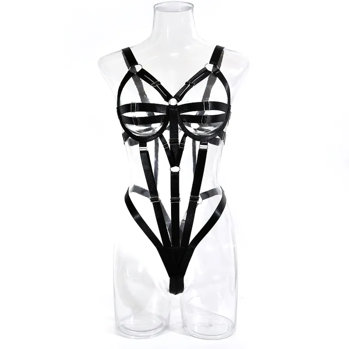 EVEs SECRETS OnePiece Bandage Bodysuit For Women Black Exotic Costume Open Sexy Clothing Anal