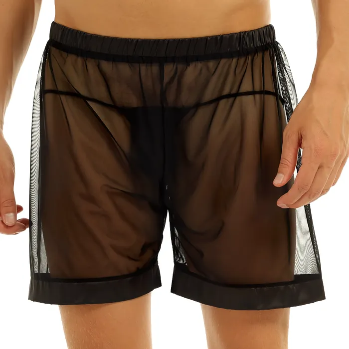 Male Sex Toys Mens SeeThrough Nightwear Lounge Mesh Boxer Shorts for Men Male Sexy Underwear EVEs SECRETS
