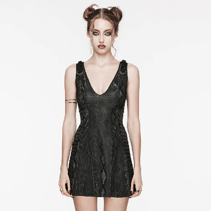 Sexy Sleeveless Black Mini Dress with Snake Print EVEs SECRETS Female Sex Toys