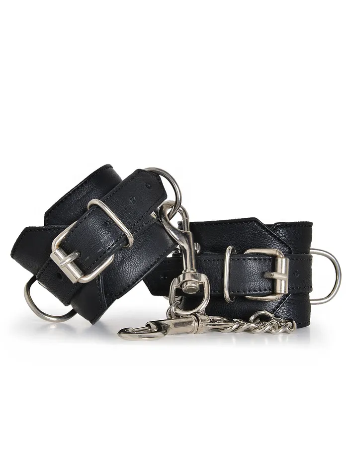 Black Leather Ankle Cuffs HonourSkintwocom Restraints