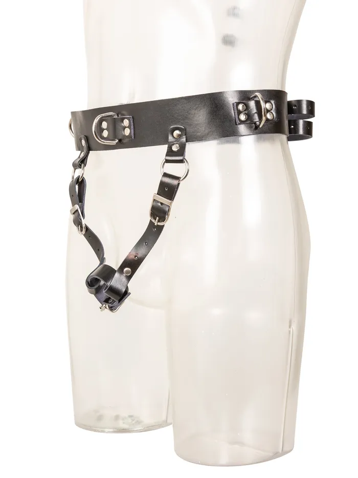 HonourSkintwocom Restraints Black Leather Penis Restraint Harness