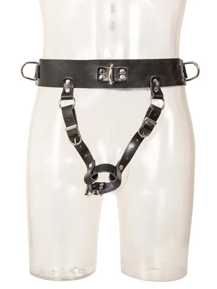 HonourSkintwocom Restraints Black Leather Penis Restraint Harness