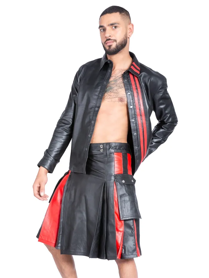 Leather Shirt With Red Stripes HonourSkintwocom Restraints