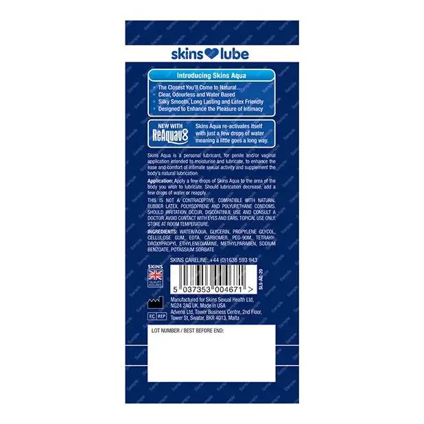 Lubricants Creative Conceptions LLC Skins Aqua WaterBased Lubricant 5 ml Lubricants Creative Conceptions LLC Skins Aqua WaterBased Lubricant 5 ml