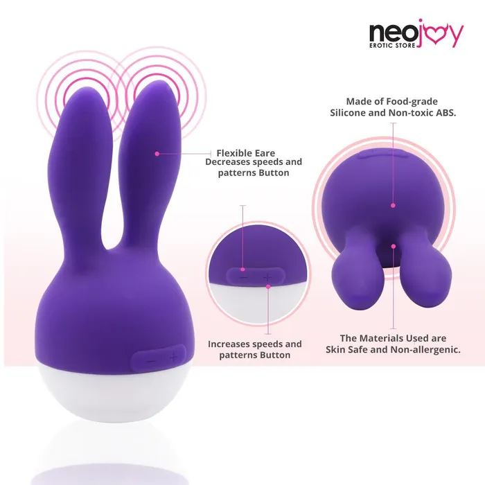 Neojoy NipClit Silicone Clitoral Vibrator USB Rechargeable 7Speed Functions Purple Neojoy Vibrators