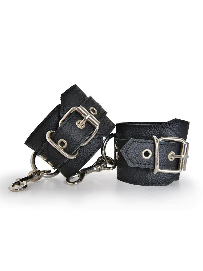 Restraints HonourSkintwocom Matte Leather Fur Lined Wrist Cuffs Black