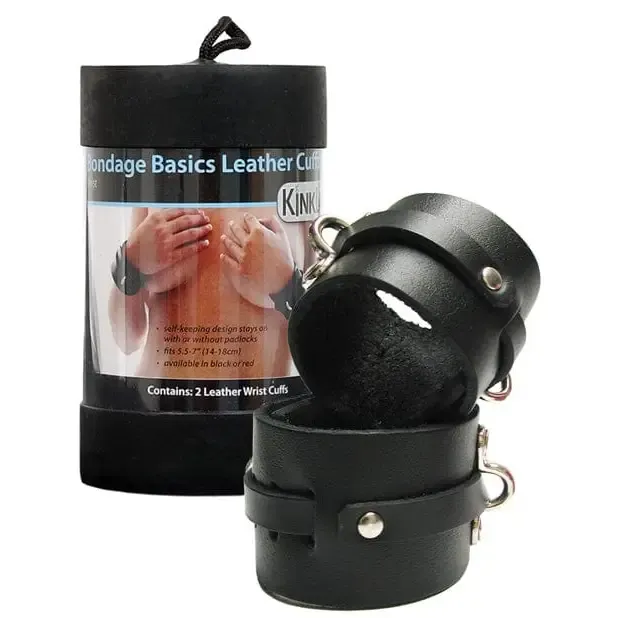 Restraints KinkLab Kinklab Leather Wrist Cuffs Black
