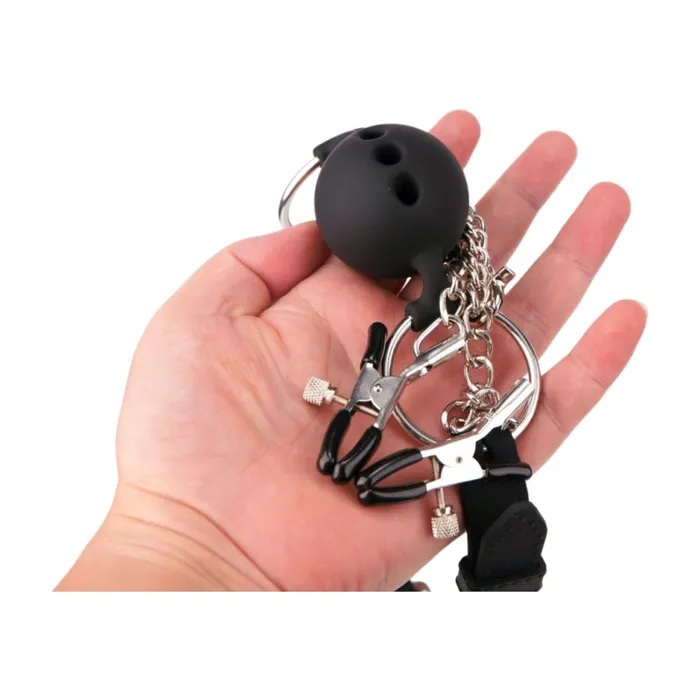 Oxyshop Ball gag with Nipple clamps Male Sex Toys