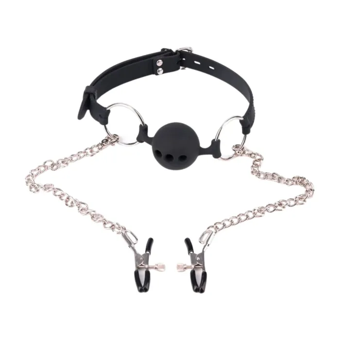 Oxyshop Ball gag with Nipple clamps Male Sex Toys