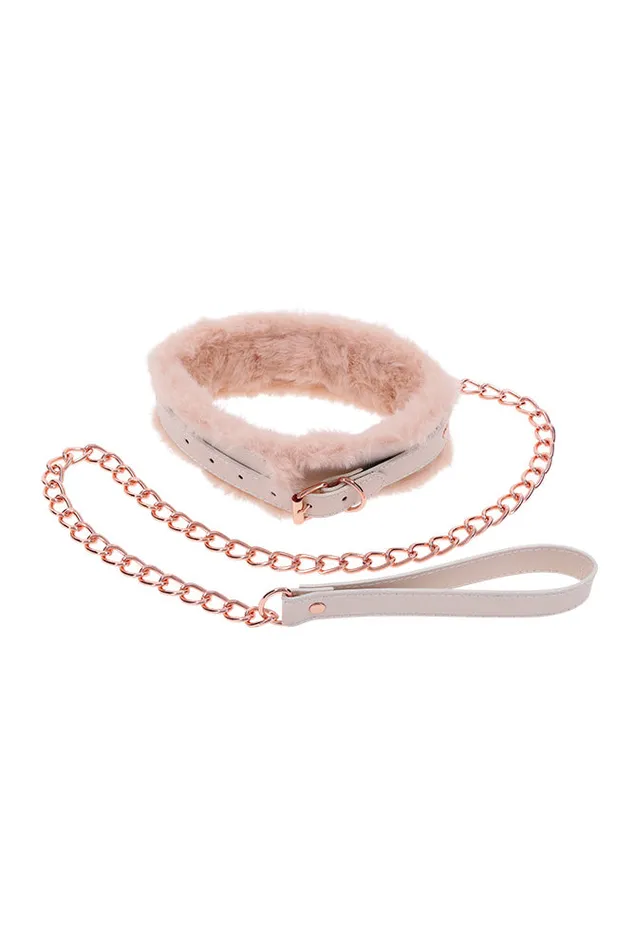 Sex Mischief Sex Mischief Peaches N CreaMe Faux Fur Collar Leash PeachRose Gold Vibrators