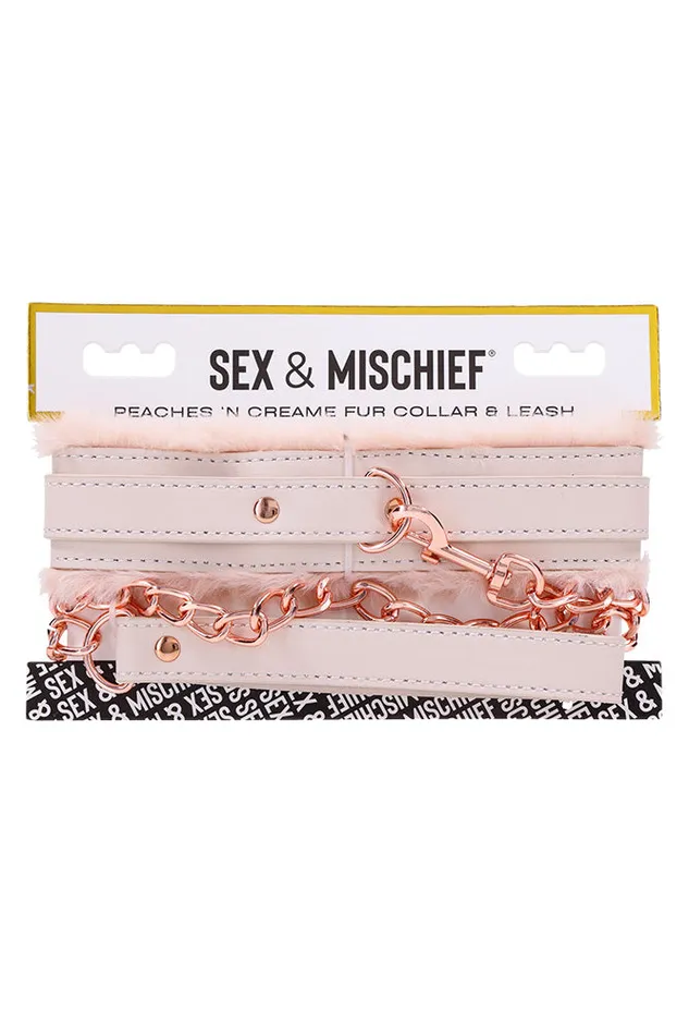 Sex Mischief Sex Mischief Peaches N CreaMe Faux Fur Collar Leash PeachRose Gold Vibrators