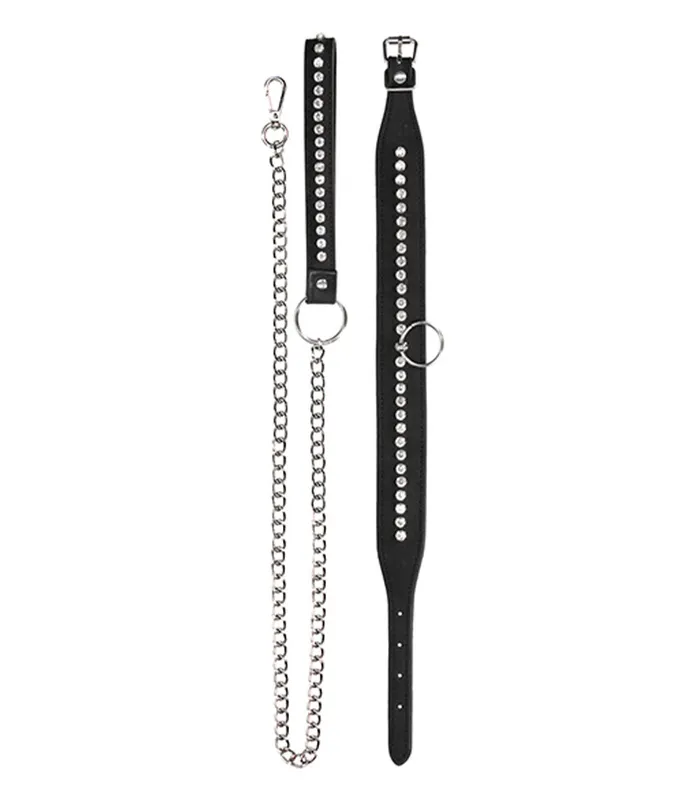 Shots America Male Sex Toys Diamond Studded Collar With Leash