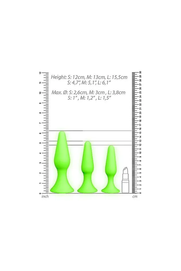 Shots Toys Anal Ouch by Shots Toys Glow Butt Plug Set Glow in the Dark