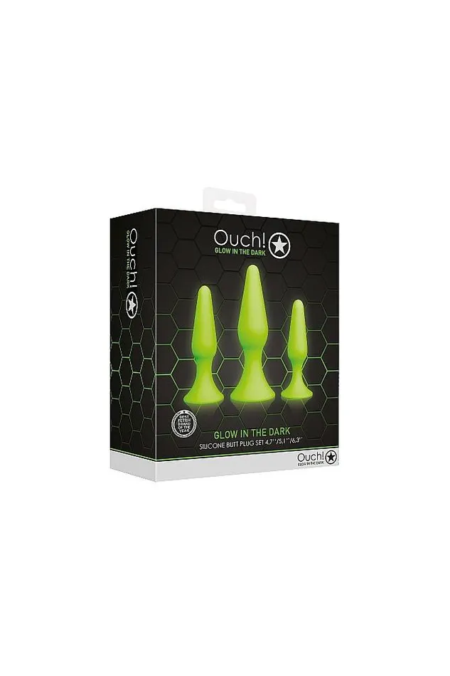 Shots Toys Anal Ouch by Shots Toys Glow Butt Plug Set Glow in the Dark