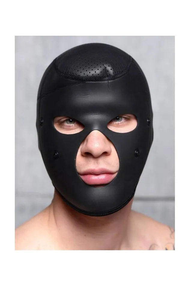 XR Brands Male Sex Toys XR Brands Master Series Scorpion Hood with Removable Blindfold and Mask Black