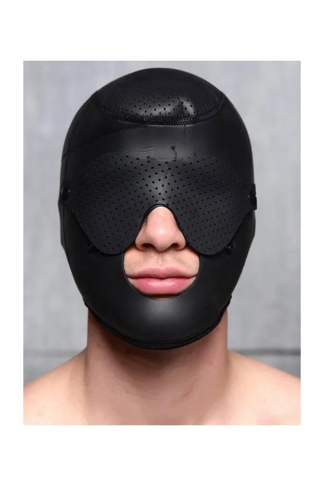 XR Brands Male Sex Toys XR Brands Master Series Scorpion Hood with Removable Blindfold and Mask Black